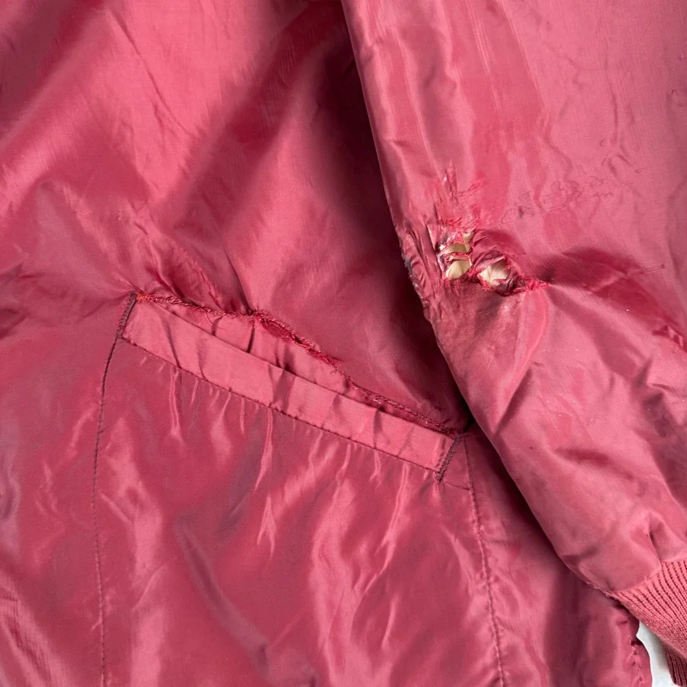 Vintage 70s Starter Coaches Jacket Burgundy Chain Stitch Water Witch Hose Large
